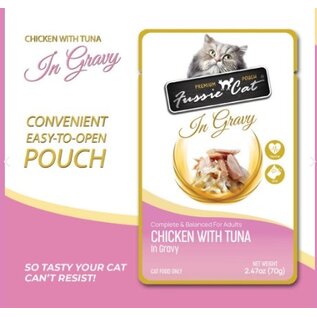 FUSSIE CAT Fussie Cat Premium Chicken with Tuna in Gravy Wet Cat Food, 2.47-oz pouch, case of 12