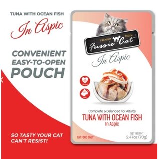 FUSSIE CAT Fussie Cat Premium Tuna with Ocean Fish in Aspic Wet Cat Food, 2.47-oz pouch, case of 12