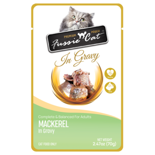 FUSSIE CAT Fussie Cat Premium Mackerel in Gravy Wet Cat Food, 2.47-oz pouch, case of 12