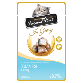FUSSIE CAT Fussie Cat Premium Ocean Fish in Gravy Wet Cat Food, 2.47-oz pouch, case of 12