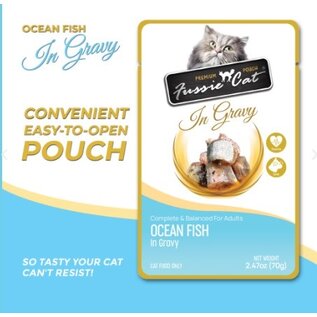 FUSSIE CAT Fussie Cat Premium Ocean Fish in Gravy Wet Cat Food, 2.47-oz pouch, case of 12