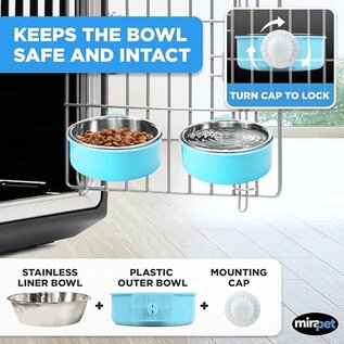 MIRAPET Mirapet's Multipurpose Bowl Set of 2 - Premium Quality Crate/Cage (Small, Blue)