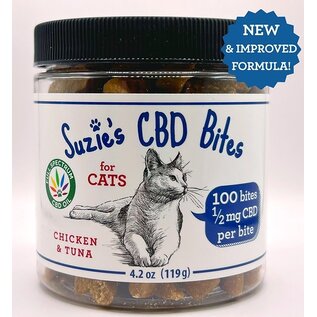 SUZIES'S CBD SUZIE'S CBD .5mg BITES CHICKEN & TUNA  FOR CATS 100 COUNT