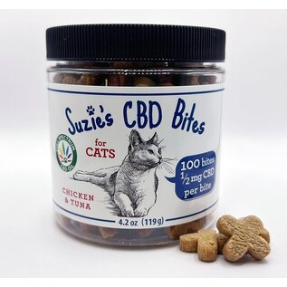 SUZIES'S CBD SUZIE'S CBD .5mg BITES CHICKEN & TUNA  FOR CATS 100 COUNT