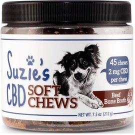 SUZIES'S CBD SUZIE'S CBD SOFT CHEWS FOR DOGS  BONE BROTH  2mg 7.5oz 45 count jar