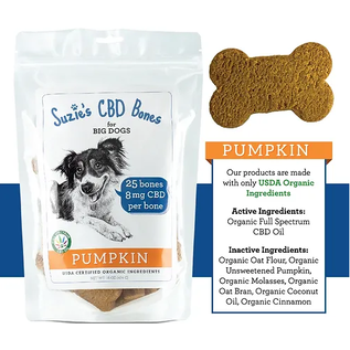 SUZIES'S CBD SUZIE'S CBD 8MG BONES FOR BIG DOGS PUMPKIN 25 count
