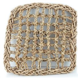HAPPY BEAKS Happy Beaks 7"x7" Square Woven Natural Seagrass Vine Mat