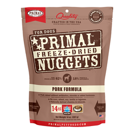 PRIMAL Primal Freeze Dried Raw Dog Food Nuggets, Pork, Complete & Balanced Meal Premium,  Grain Free, High Protein, 14 oz