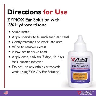 ZYMOX Enzymatic Ear Solution with 0.5% Hydrocortisone, Authentic Product 1.25 oz USA Made