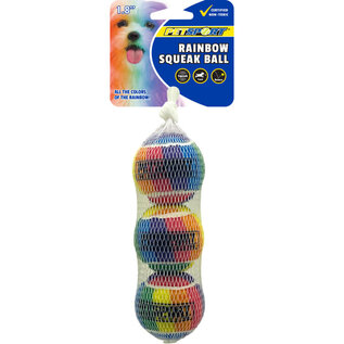 Petsport USA Rainbow Squeak Ball Dog Toy 1.8" 3pk