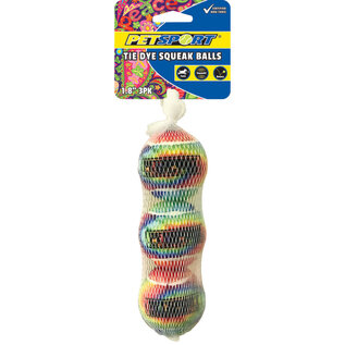 Petsport USA Tie Dye Squeak Ball Dog Toy 1.8" 3pk