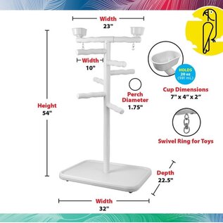 CAITEC Featherland Paradise Acrobird Plastic Foraging Tree Bird Stand, Gray, Large 56" X 32" X 23"