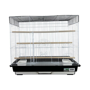 A&E CAGE COMPANY A & E Cages Happy Beaks 2-Tone Flat Top Bird Cage Black & White, 26In X 14In X 23 in