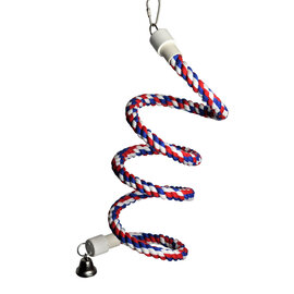 A&E CAGE COMPANY A & E Cages Rainbow Cotton Rope Boing with Bell Bird Toy Small