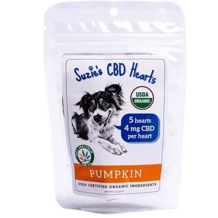 SUZIES'S CBD SUZIE'S CBD HEARTS PUMPKIN FLAVOR FOR DOGS TRIAL SIZE 2OZ.