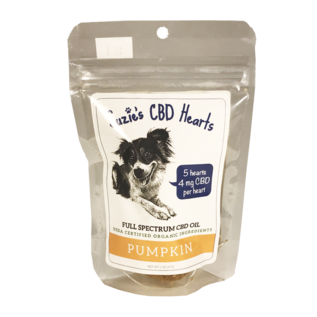 SUZIES'S CBD SUZIE'S CBD HEARTS PUMPKIN FLAVOR FOR DOGS TRIAL SIZE 2OZ.