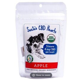 SUZIES'S CBD SUZIE'S CBD 4 mg. HEARTS APPLE FLAVOR  5 PACK  DOGS TRIAL SIZE