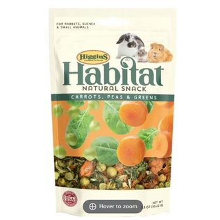 HIGGINS Higgins Habitat Natural Snack Carrots, Peas, & Greens Treats for Small Animals, 3.5 oz.