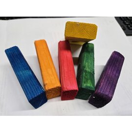 Wood Block 3 X 1 1/2 X 3/4 (drilled/dyed) Rainbow Delight Block Size nn assorted color
