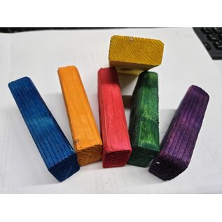 Wood Block 3 X 1 1/2 X 3/4 (drilled/dyed) Rainbow Delight Block Size nn assorted color