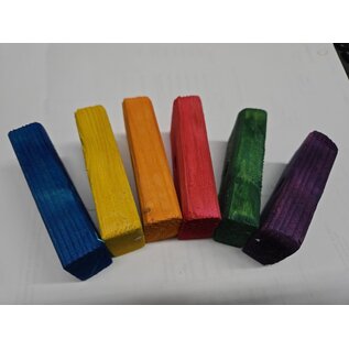 Wood Block 3 X 1 1/2 X 3/4 (drilled/dyed) Rainbow Delight Block Size nn assorted color
