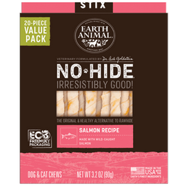 EARTH ANIMAL EARTH ANIMAL NO-HIDE STIX SALMON VALUE 20 PACK DOG/CAT TREAT STIX