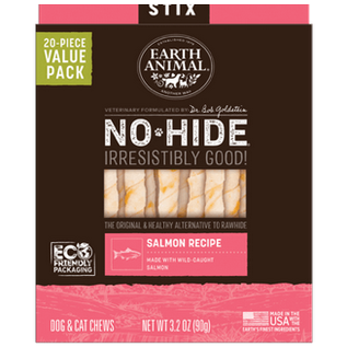 EARTH ANIMAL EARTH ANIMAL NO-HIDE STIX SALMON VALUE 20 PACK DOG/CAT TREAT STIX