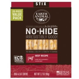 EARTH ANIMAL EARTH ANIMAL NO-HIDE STIX BEEF VALUE 20 PACK DOG/CAT TREAT STIX