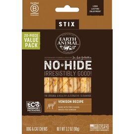 EARTH ANIMAL EARTH ANIMAL NO-HIDE STIX VENISON VALUE 20 PACK DOG/CAT TREAT STIX