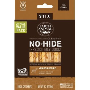 EARTH ANIMAL EARTH ANIMAL NO-HIDE STIX VENISON VALUE 20 PACK DOG/CAT TREAT STIX