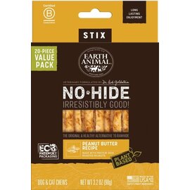 EARTH ANIMAL EARTH ANIMAL NO-HIDE STIX PEANUT BUTTER VALUE 20 PACK DOG/CAT TREAT STIX