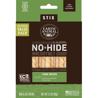EARTH ANIMAL EARTH ANIMAL NO-HIDE STIX PORK VALUE 20 PACK DOG/CAT TREAT STIX