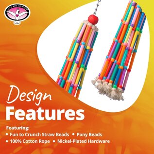 SUPER BIRD CREATIONS Super Bird Creations SB-708 Wind Chimes w/ Colorful Straws & Bell - 13" x 2"