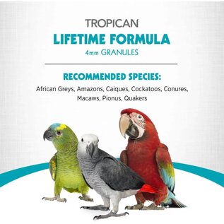 HAGEN Tropican Parrot Food with Peanuts & Sunflower Seeds, Parrot Granules, Lifetime Formula, 1.8 lb Bag