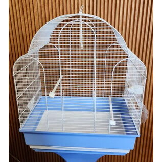 Beige "Aurora" bird cage with support on wheels - 51x35x129cm