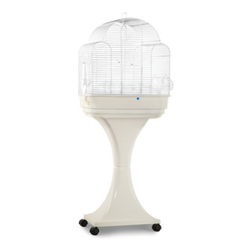 White "Aurora" bird cage with support on wheels - 51x35x129cm