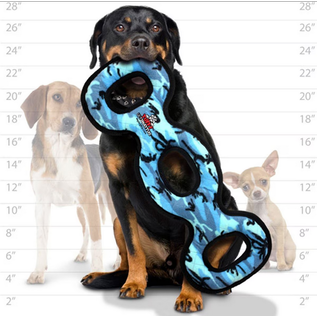 VIP TUFFY'S Tuffy's Ultimate 3-Way Tug Squeaky Plush Dog Toy, Camo Blue