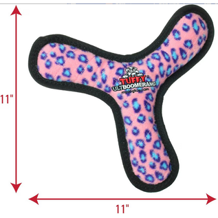 Tuffy's Ultimate Bowmerang Squeaky Plush Dog Toy, Pink Leopard