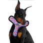 Tuffy's Ultimate Bowmerang Squeaky Plush Dog Toy, Pink Leopard