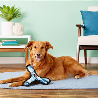 Tuffy's Ultimate Bowmerang Squeaky Plush Dog Toy, Camo Blue