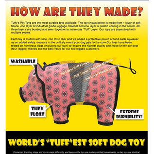 Tuffy's Junior Bowmerang Squeaky Plush Dog Toy, Pink Leopard