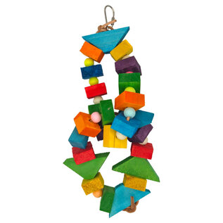 A&E CAGE COMPANY A & E Happy Beaks Blocks & Bead Hanging Wood Rings Bird Toy One Size