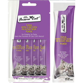 FUSSIE CAT FUSSIE CAT GRAIN FREE PREMIUM TUNA WITH CHICKEN IN GOAT MILK PUREE 4 COUNT PACK