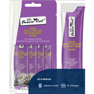 FUSSIE CAT FUSSIE CAT GRAIN FREE PREMIUM TUNA WITH CHICKEN IN GOAT MILK PUREE 4 COUNT PACK