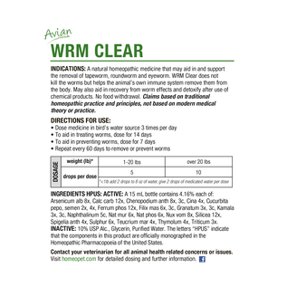 HomeoPet Avian WRM Clear Dewormer 0.5 fl oz