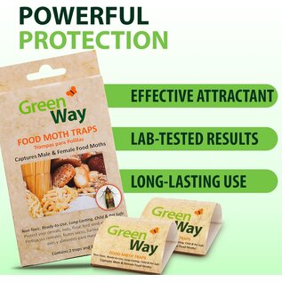 JUNGLE JUNCTION GREENWAY 00402 Pantry Food Moth Traps Non-Toxic, Child & Pet Safe, 1 Pack (Includes 2 Traps and 2 Lures)