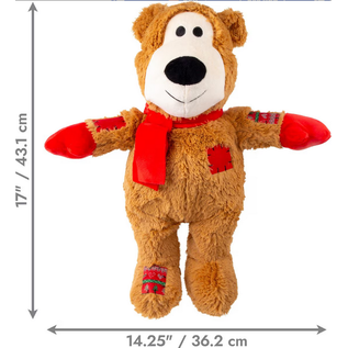 KONG KONG Holiday Wild Knots Jumbo Bear Squeaky Plush Dog Toy, Color Varies, X-Large