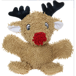 VIP PRODUCTS Mighty® Microfiber Ball - Medium Reindeer Squeaky Plush Dog Toy, Brown