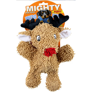 VIP PRODUCTS Mighty® Microfiber Ball - Medium Reindeer Squeaky Plush Dog Toy, Brown