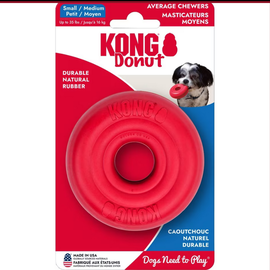 KONG KONG Donut Toy  Durable Natural Rubber Chew & Fetch Fun Small/Medium